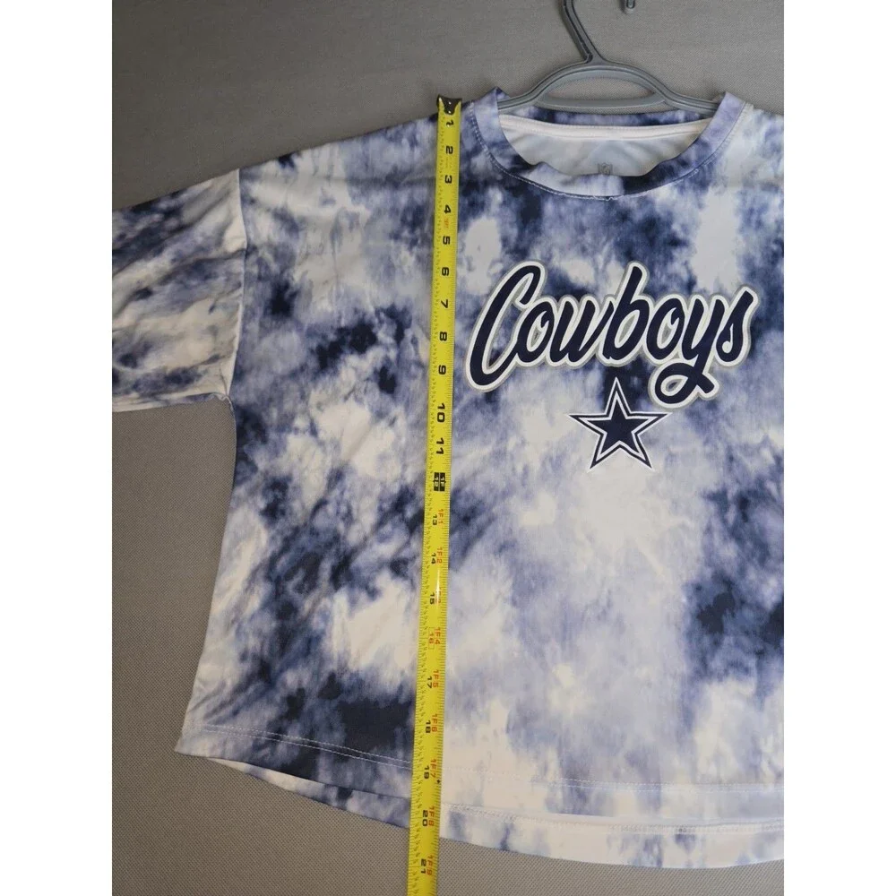 Dallas Cowboys NFL Youth XL Tie-Dye Crop T-Shirt Blue White Short Sleeve Top